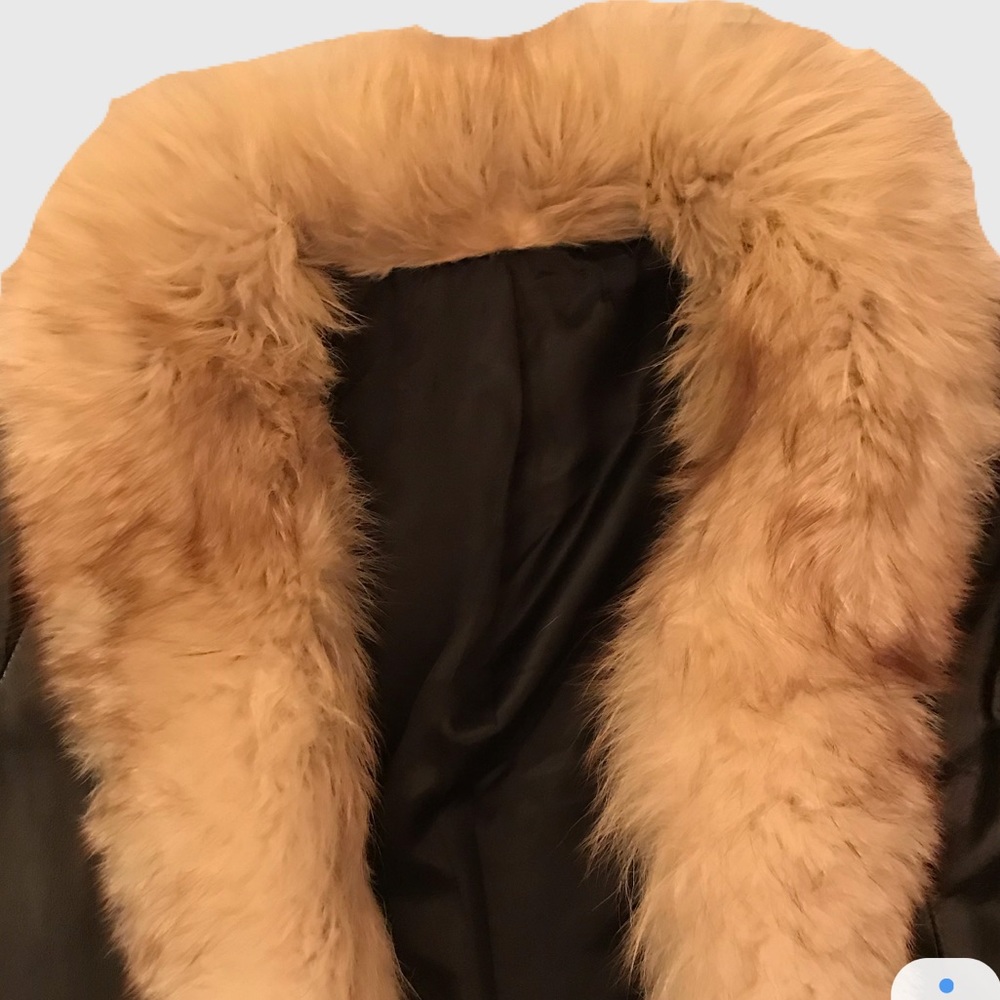 VTG LEATHER AND FOX FUR COAT - Picture 2 of 7